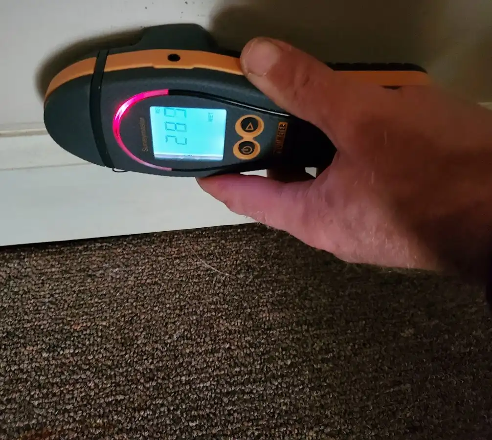 Moisture detection at baseboard during Burst Pipe Cleanup in Wyoming